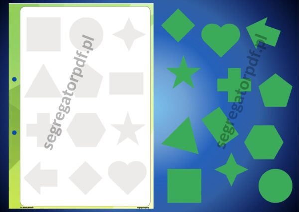 Segregator PDF – Figury i kształty – rozpoznawanie i nazywanie figur geometrycznych i kształtów – spostrzegawczość wzrokowa – karta do segregatora