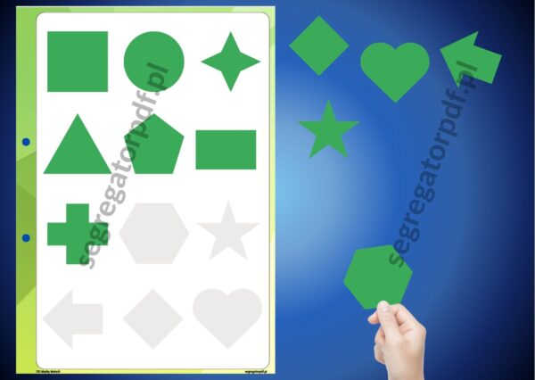 Segregator PDF – Figury i kształty – rozpoznawanie i nazywanie figur geometrycznych i kształtów – spostrzegawczość wzrokowa – karta do segregatora