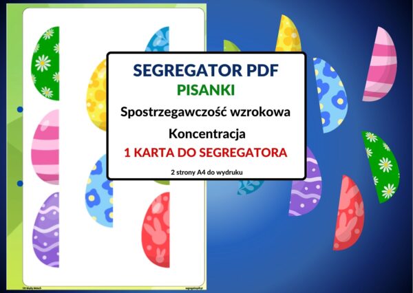 Segregator PDF – Pisanki – spostrzegawczość wzrokowa, koncentracja – karta do segregatora