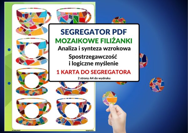 Segregator PDF – Mozaikowe filiżanki – dopasowywanie wzorów – karta do segregatora