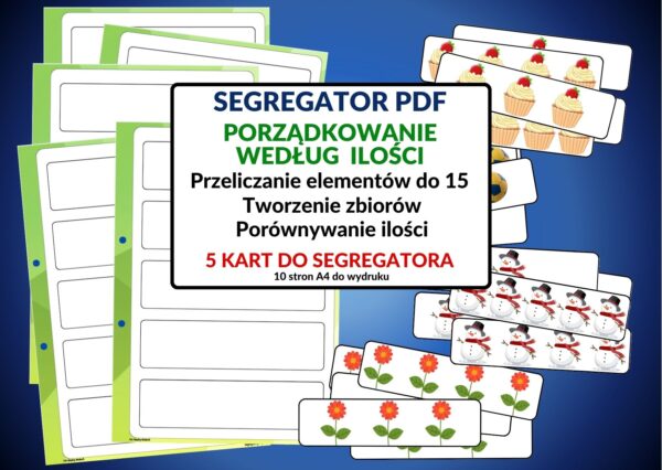 Segregator PDF - porządkowanie według ilości - przeliczanie elementów do 15 - karta do segregatora